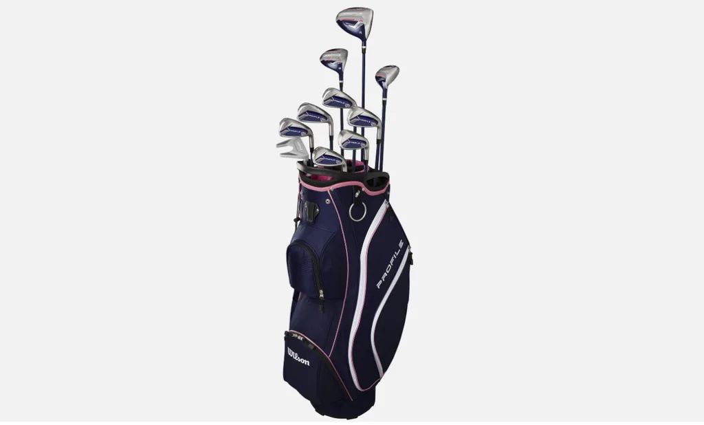 Left Hand Women Wilson Profile Navy/Pink with Cart Bag Complete Set Graphite New